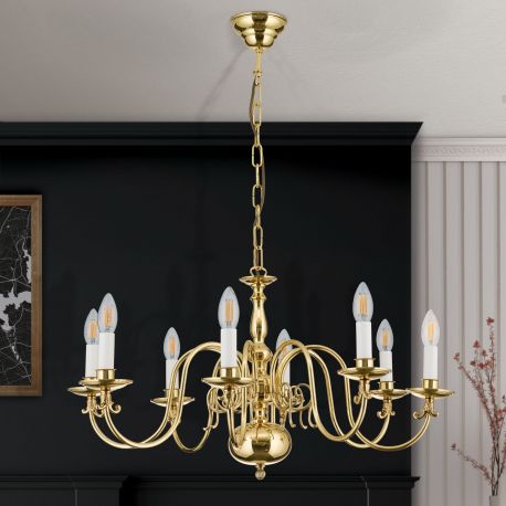 Candelabre, Lustre - Candelabru 8 brate design clasic FLAMISCH, alama lucioasa