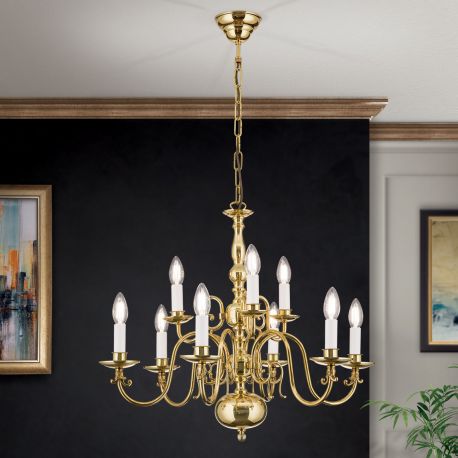 Candelabre, Lustre - Candelabru 9 brate design clasic FLAMISCH, alama lucioasa