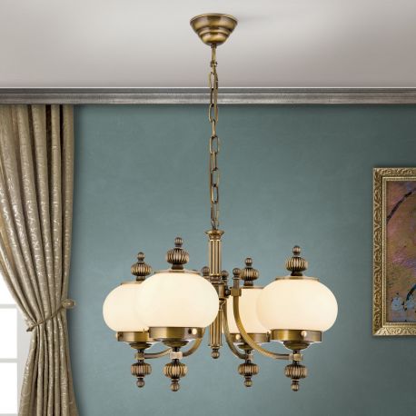 Candelabre, Lustre - Lustra suspendata eleganta stil clasic Nostalgie 4L patina/ champagne