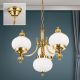 Candelabre, Lustre - Lustra suspendata eleganta stil clasic Nostalgie 4L alama lucios/opal