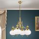 Candelabre, Lustre - Lustra suspendata eleganta stil clasic Nostalgie 4L alama lucios/opal