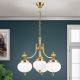 Candelabre, Lustre - Lustra suspendata eleganta stil clasic Nostalgie 4L alama lucios/opal