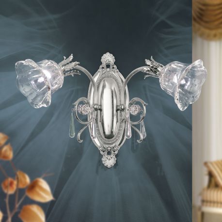 Aplice, corpuri de iluminat pentru pereti - Aplica de perete design clasic LA BOHEME 2L, argintiu antic