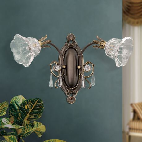Aplice, corpuri de iluminat pentru pereti - Aplica de perete design clasic LA BOHEME 2L, patina veche