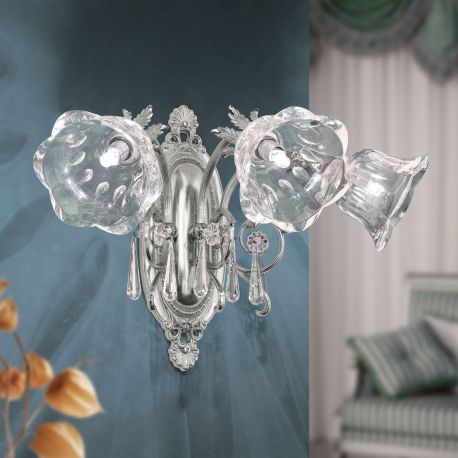Aplice, corpuri de iluminat pentru pereti - Aplica de perete design clasic LA BOHEME 3L, argintiu antic