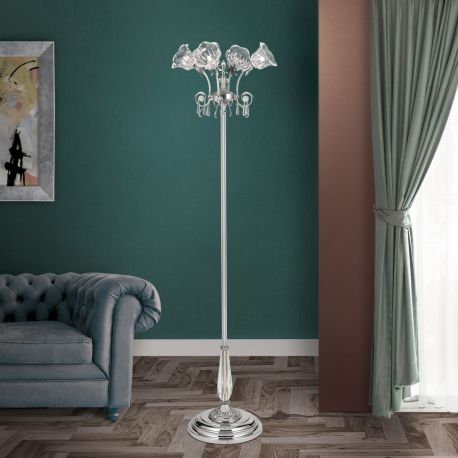 Lampadare - Lampadar, Lampa de podea design clasic LA BOHEME, argintiu antic