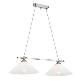Lustra, Pendul realizat manual ARTDESIGN 2L, crom satinat/ alb opac