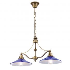 Iluminat interior - Lustra realizata manual design rustic ARTDESIGN, patina/ albastru-cobalt