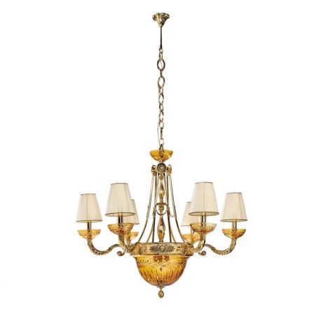 Candelabre, Lustre - Candelabru cu 6 brate clasic LUX realizat manual Amber