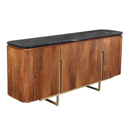 Comode - Comoda design retro Gatsby 160cm Mango/ marmura neagra