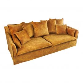 Canapele - Canapea confortabila Heaven 205cm, catifea galben mustar