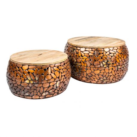 Masute Living - Set de 2 masute design unicat Stone Mosaic, cupru