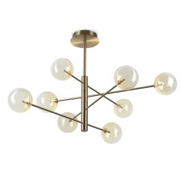 Candelabre, Lustre - Lustra cu 8 surse de lumina EQUINOXE SP8 antique brass/ faded amber