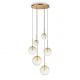 Lustra cu 6 pendule EQUINOXE SP6 antique brass/ faded amber