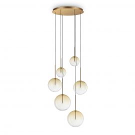 Pendule, Lustre suspendate - Lustra cu 6 pendule EQUINOXE SP6 antique brass/ faded amber