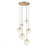 Lustra cu 6 pendule EQUINOXE SP6 antique brass/ faded amber