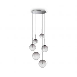 Pendule, Lustre suspendate - Lustra cu 6 pendule EQUINOXE SP6 antique crom/ faded smoky