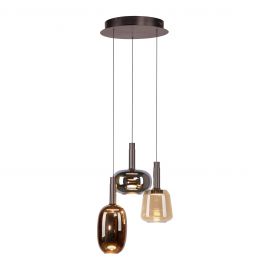 Pendule, Lustre suspendate - Lustra cu 3 pendule LED, inaltime reglabila, sticla, multicolor, IRIDES