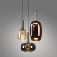 Pendule, Lustre suspendate - Lustra cu 3 pendule LED, inaltime reglabila, sticla, multicolor, IRIDES