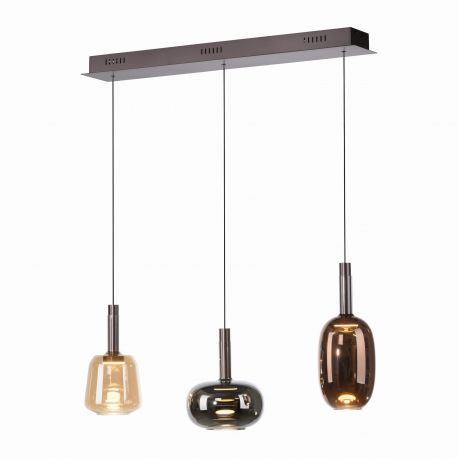 Pendule, Lustre suspendate - Lustra cu 3 pendule LED, inaltime reglabila, sticla, multicolor, IRIDES