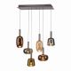 Lustra cu 5 pendule LED, inaltime reglabila, sticla, multicolor, IRIDES