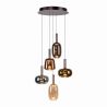 Lustra cu 5 pendule LED, inaltime reglabila, sticla, multicolor, IRIDES
