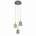 Lustra cu 3 pendule LED, inaltime reglabila, sticla, multicolor, Zula