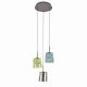 Pendule, Lustre suspendate - Lustra cu 3 pendule LED, inaltime reglabila, sticla, multicolor, Zula