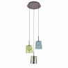 Lustra cu 3 pendule LED, inaltime reglabila, sticla, multicolor, Zula