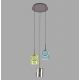 Pendule, Lustre suspendate - Lustra cu 3 pendule LED, inaltime reglabila, sticla, multicolor, Zula