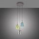 Pendule, Lustre suspendate - Lustra cu 3 pendule LED, inaltime reglabila, sticla, multicolor, Zula