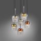 Pendule, Lustre suspendate - Lustra LED Smart cu telecomanda, CCT, 6 pendule, sticla, multicolor, Q-KON