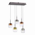 Lustra LED Smart cu telecomanda, CCT, 5 pendule, sticla, multicolor, Q-KON