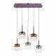 Pendule, Lustre suspendate - Lustra LED Smart cu telecomanda, CCT, 5 pendule, sticla, multicolor, Q-KON