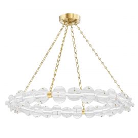 Candelabre, Lustre - Lustra Circulara, Sticla Texturata, Design Lux, Auriu, Lindley