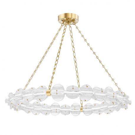 Candelabre, Lustre - Lustra Circulara, Sticla Texturata, Design Lux, Auriu, Lindley
