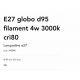 Becuri E27 - Bec LED, E27 E27 globo d95 filament 4w 3000k cri80
