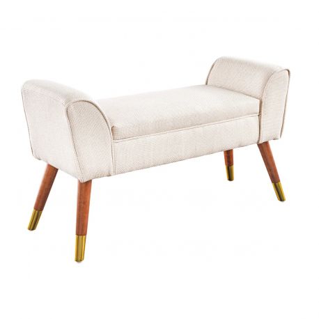 Banchete-Tabureti - Bancheta eleganta, Tapitata Tesatura Structurata, Bej, Scarlett 90cm