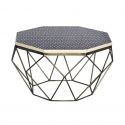 Masuta de cafea rotunda, Mozaic incrustat, Alb-Negru, DIAMOND BONE INLAY 70cm