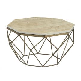 Masute Living - Masuta de cafea rotunda, Travertin, Bej, DIAMOND 70cm