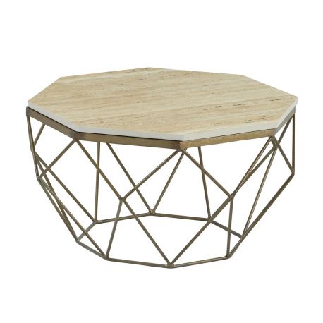 Masute Living - Masuta de cafea rotunda, Travertin, Bej, DIAMOND 70cm