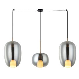 Lustra cu 3 Pendule, Sticla, Fumuriu, 3XG9 Pendant LINE