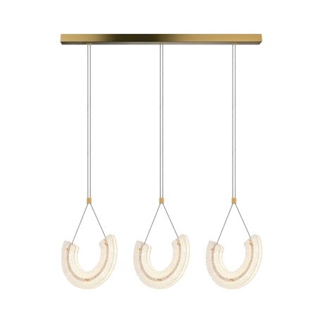 Pendule, Lustre suspendate - Lustra cu 3 Pendule LED, Aluminiu, Auriu, Deco Line