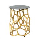 Masuta Laterala, Aluminiu, Auriu, Sticla, Negru, LIQUID GEOMETRIE 50cm