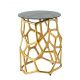 Masuta Laterala, Aluminiu, Auriu, Sticla, Negru, LIQUID GEOMETRIE 50cm