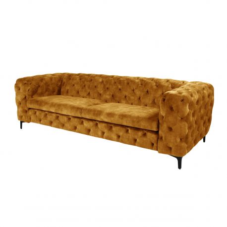 Canapele - Canapea design Chesterfield, Catifea, Galben Mustar, MODERN BAROCK