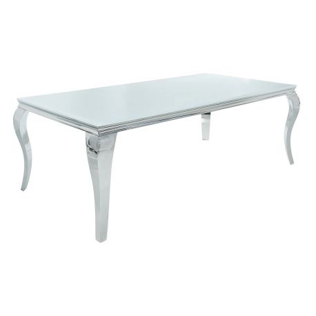 Mese dining - Masa Dining Eleganta, Sticla, Alb, Modern Barock 180cm