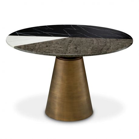 Mese dining - Masa Rotunda LUX din Otel, Marmura Artificiala, Tricolori 120cm