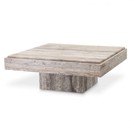 Masute Living - Masuta de Cafea Design LUX, Travertin, Silver, Sartoria, 83x83cm