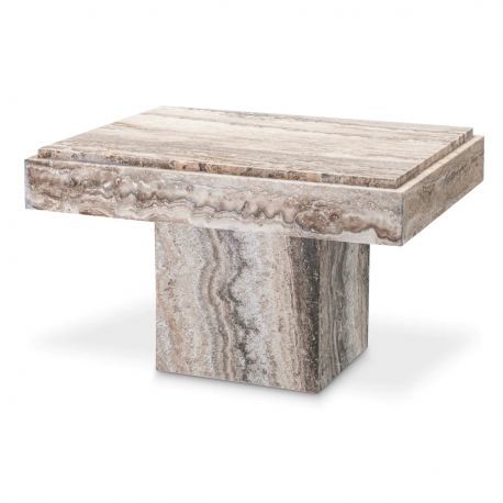 Masute Living - Masuta Laterala Design LUX, Travertin, Silver, Sartoria, 65x50cm